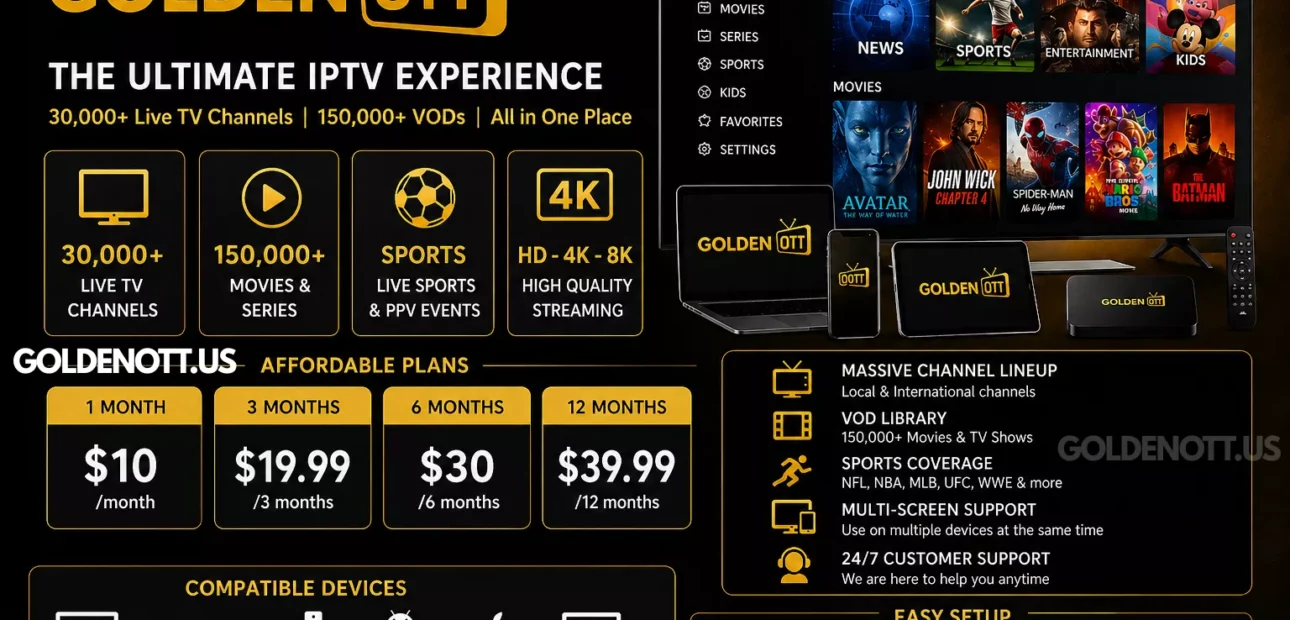 GoldenOTT Review 2026: Complete Guide to This IPTV Streaming Platform